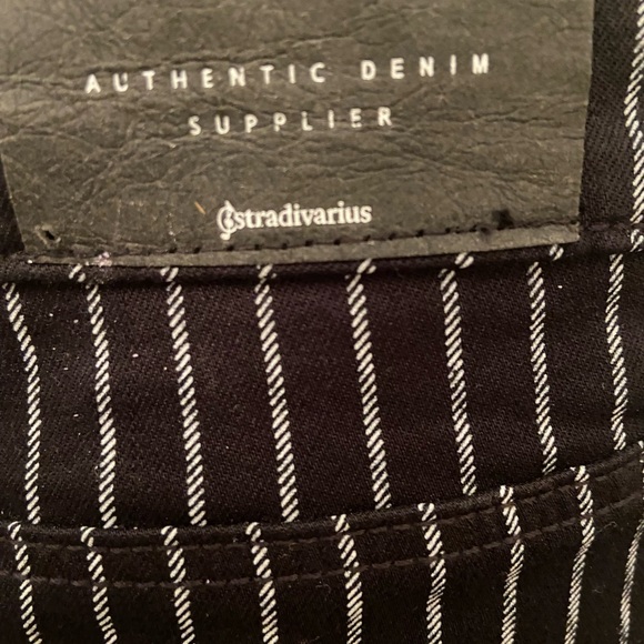 Stradivarius Black Stripe Denim Stretch Pants - Picture 6 of 6